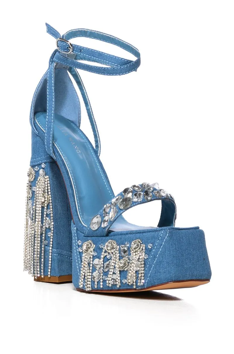 ABERNA-DENIM PLATFORM HEELED SANDAL