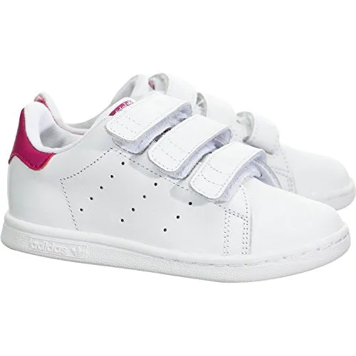 adidas Originals Baby Stan Smith Cloudfoam Sneaker, Footwear White/Footwear White/Bold Pink, 9K