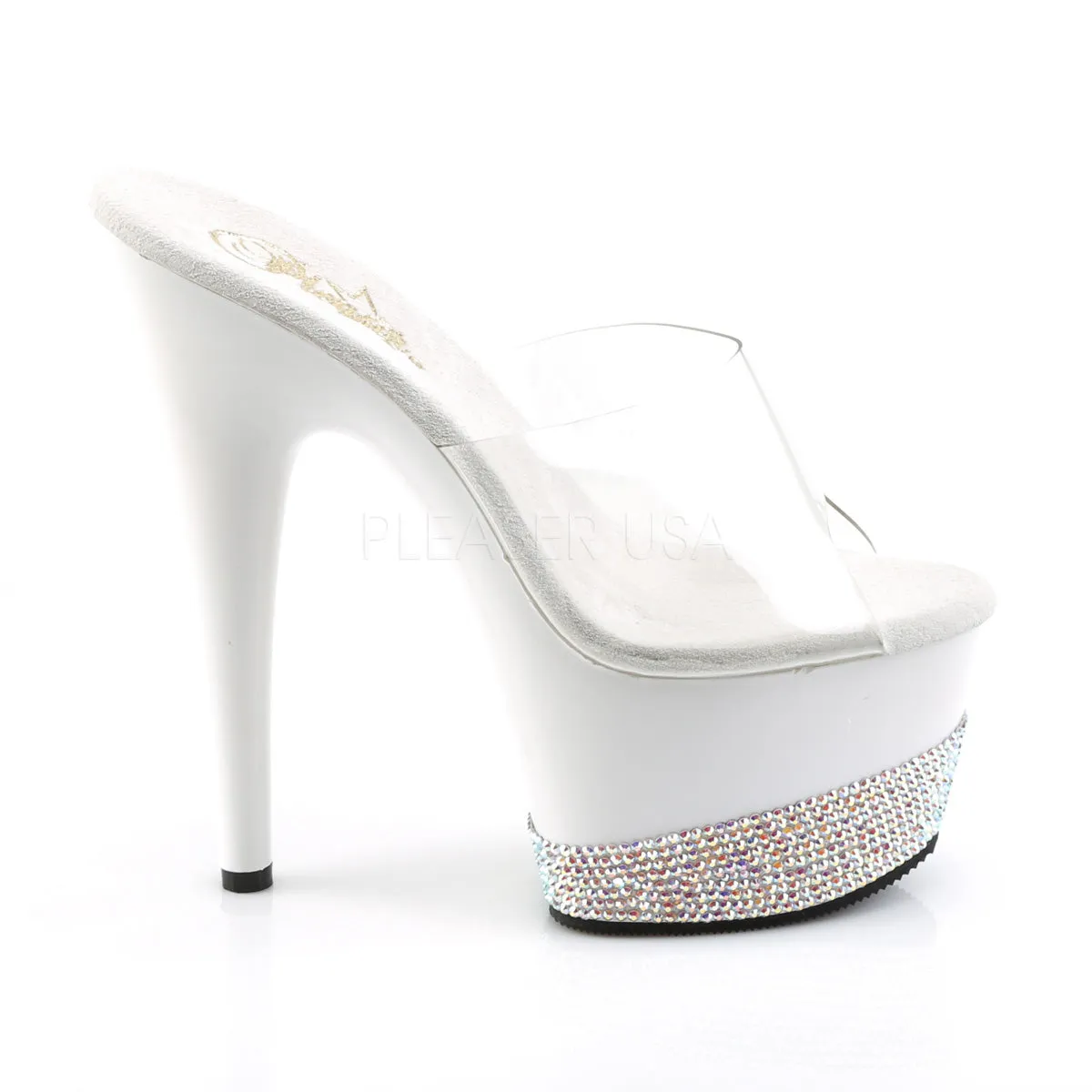 Adore-701-3 White Rhinestone Platform