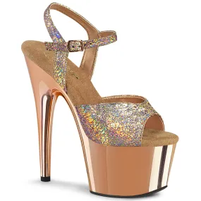 Adore-709HM Rose Gold Holo Metallic Pu/Rose Gold Chrome, 7" Heels