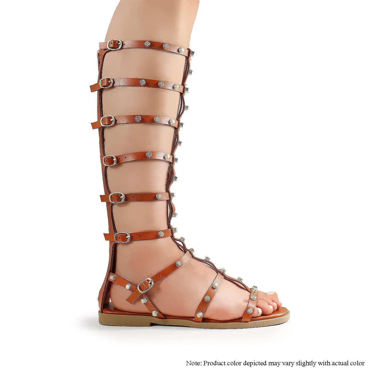 BESTIA-5 GLADIATOR SANDAL W/ BALENCIAGA STUD DETAILS - TAN