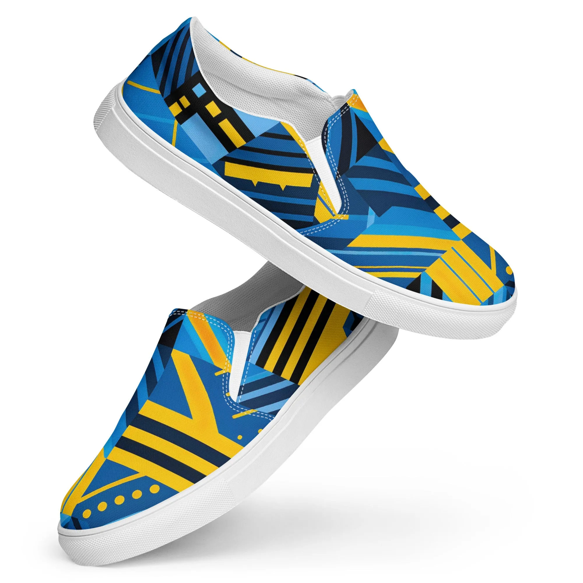 Blue Men’s Kente Slip-on Canvas Shoes