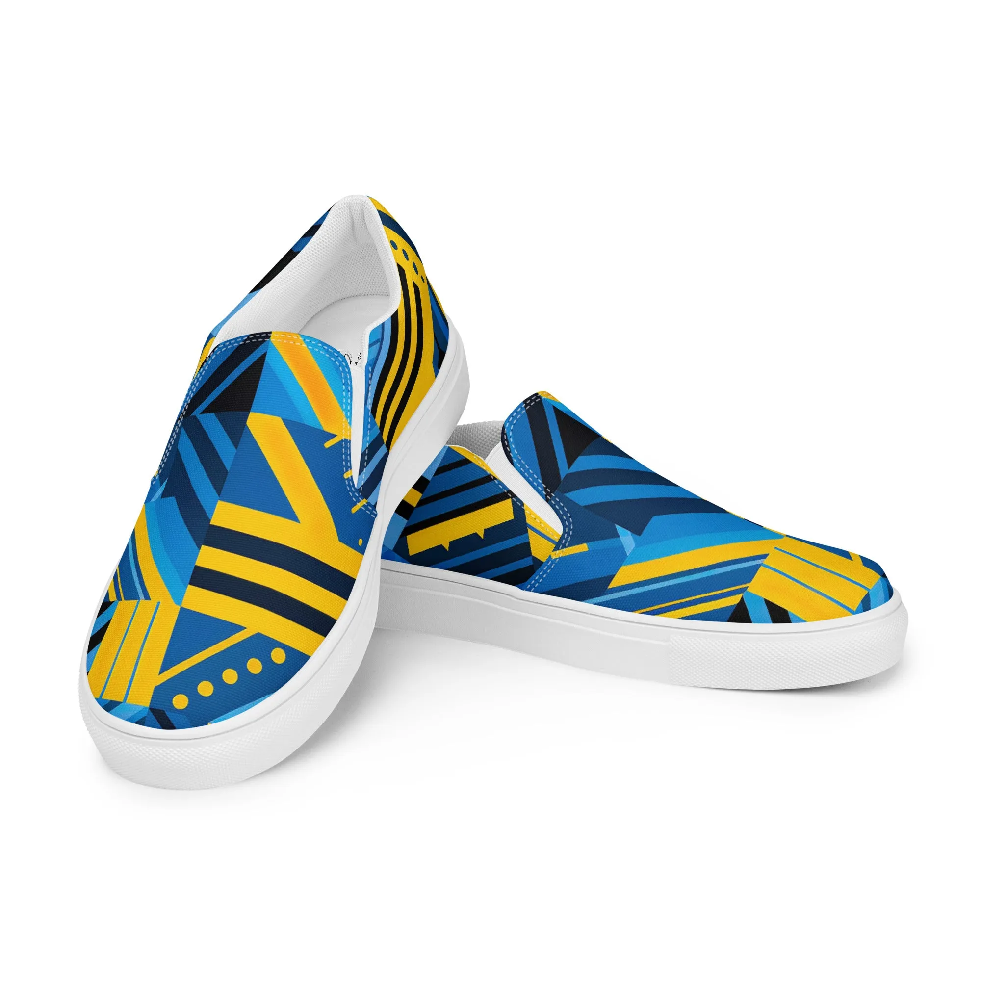 Blue Men’s Kente Slip-on Canvas Shoes