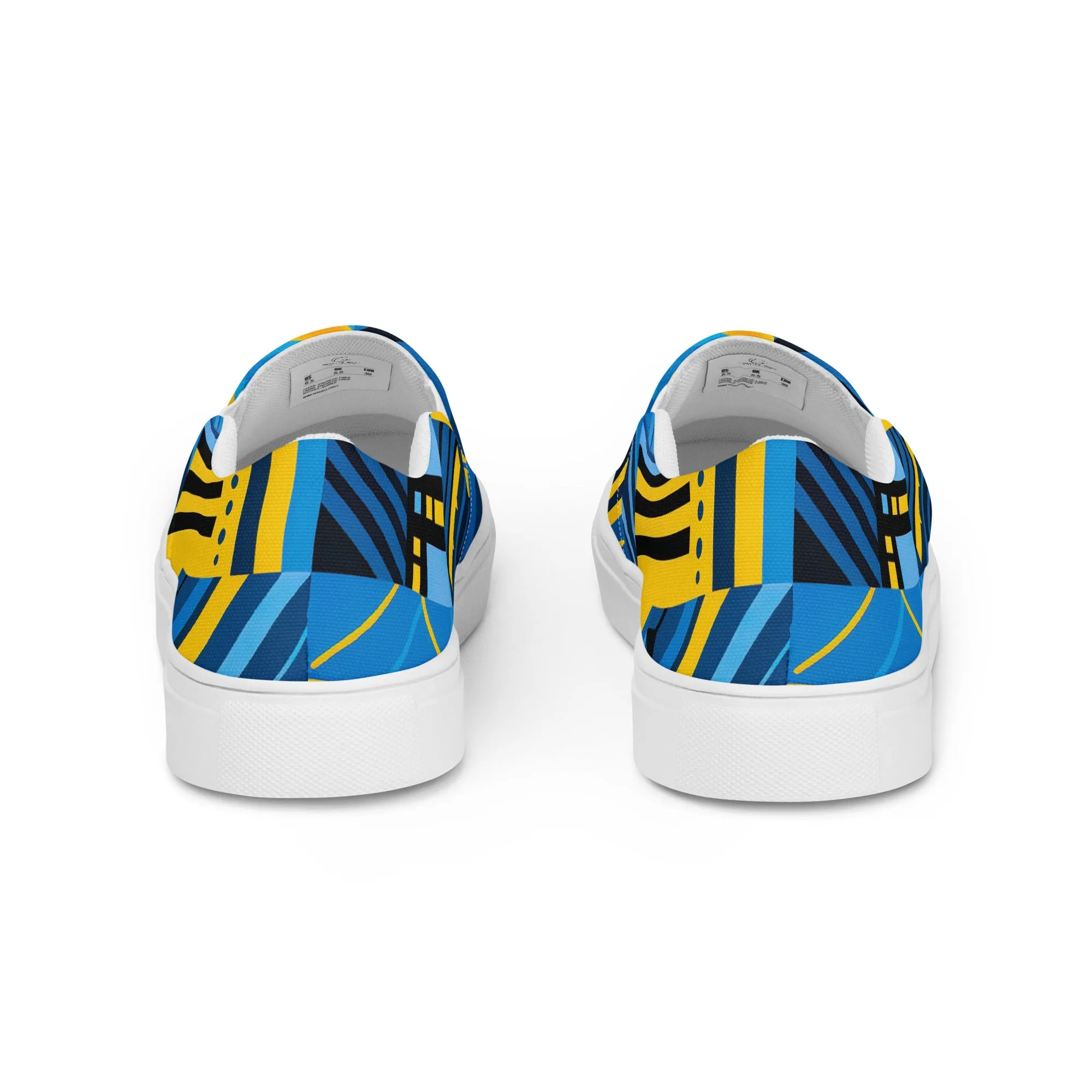 Blue Men’s Kente Slip-on Canvas Shoes