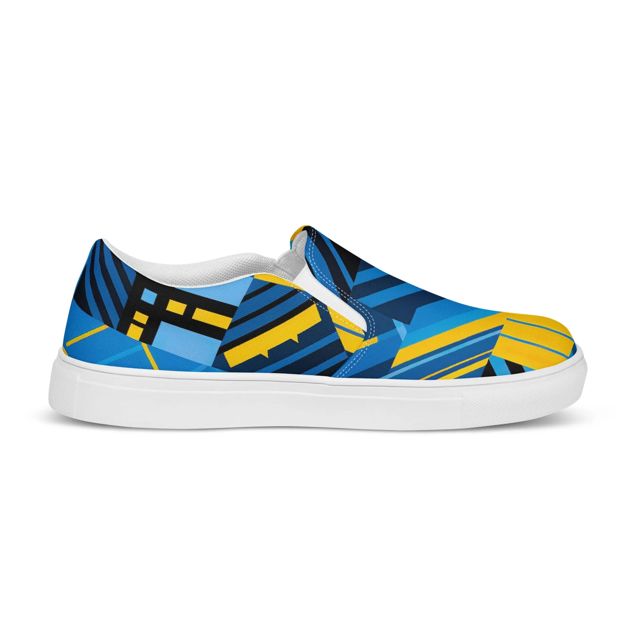 Blue Men’s Kente Slip-on Canvas Shoes