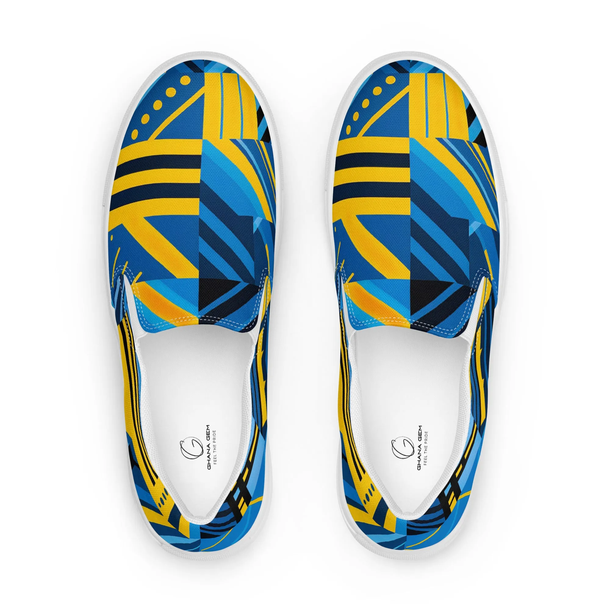 Blue Men’s Kente Slip-on Canvas Shoes