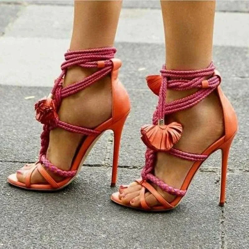 Braided Strap High Heel Gladiator Sandals for Stylish Comfort