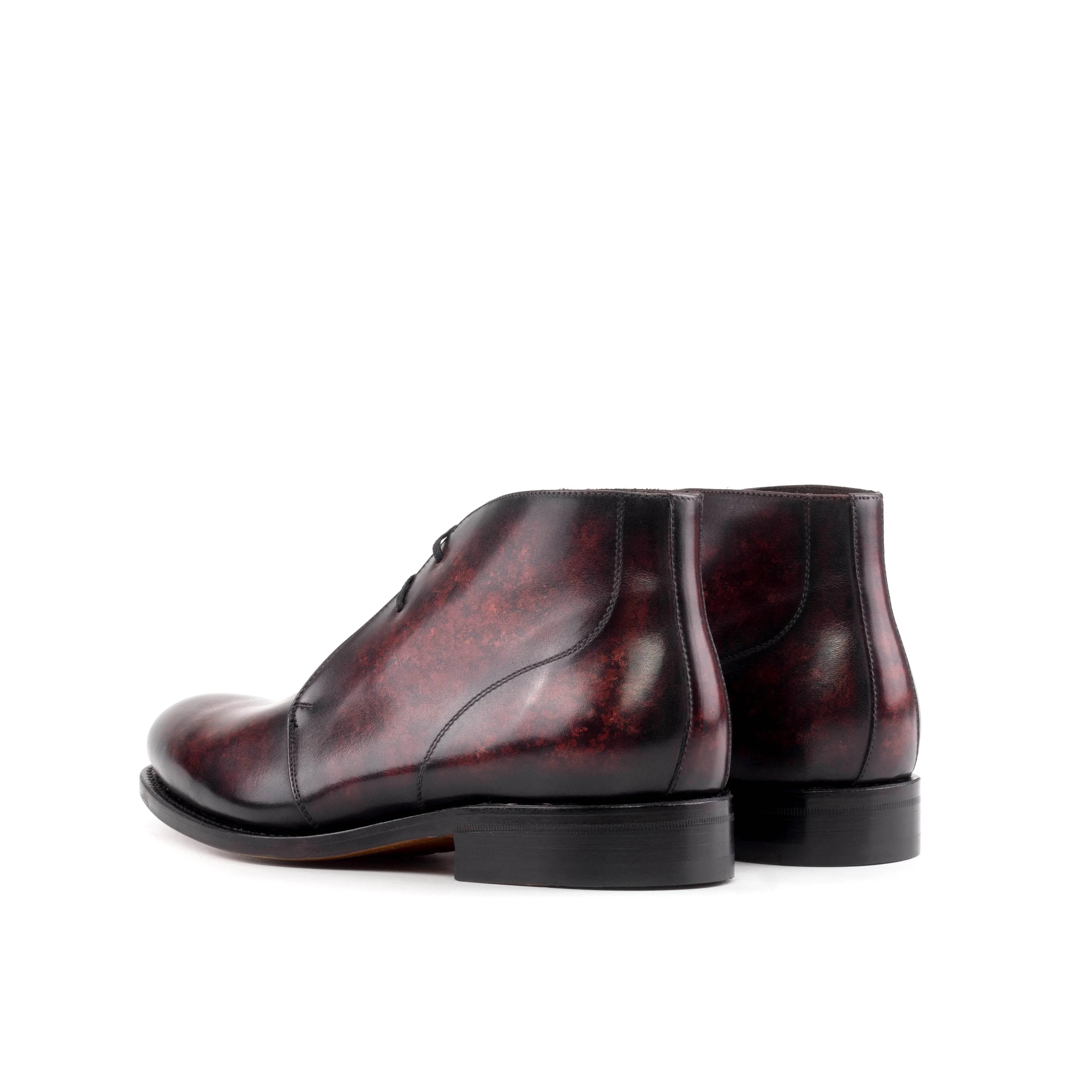 Burgundy Marble Patina Leather Chukka Boots