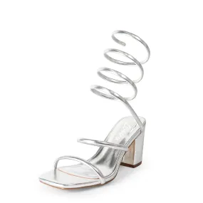 CAMBOLA-1 SQUARE TOE RING SPIRAL ANKLE WARPS - SILVER