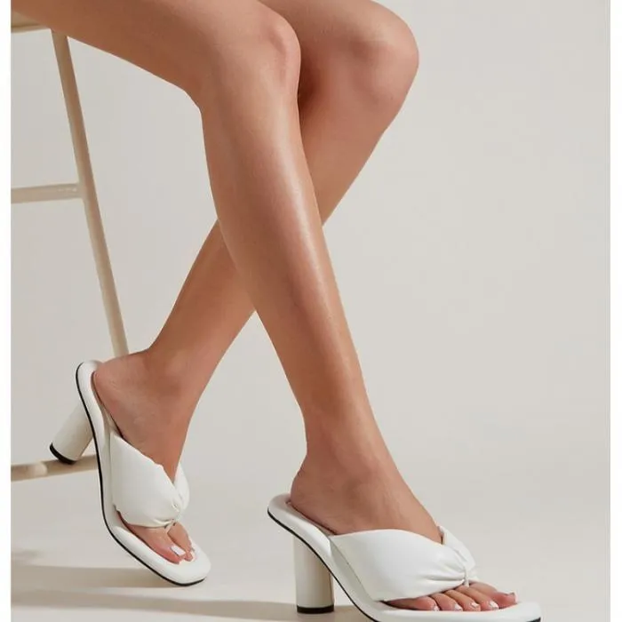 Chunky Heeled Thong Sandals