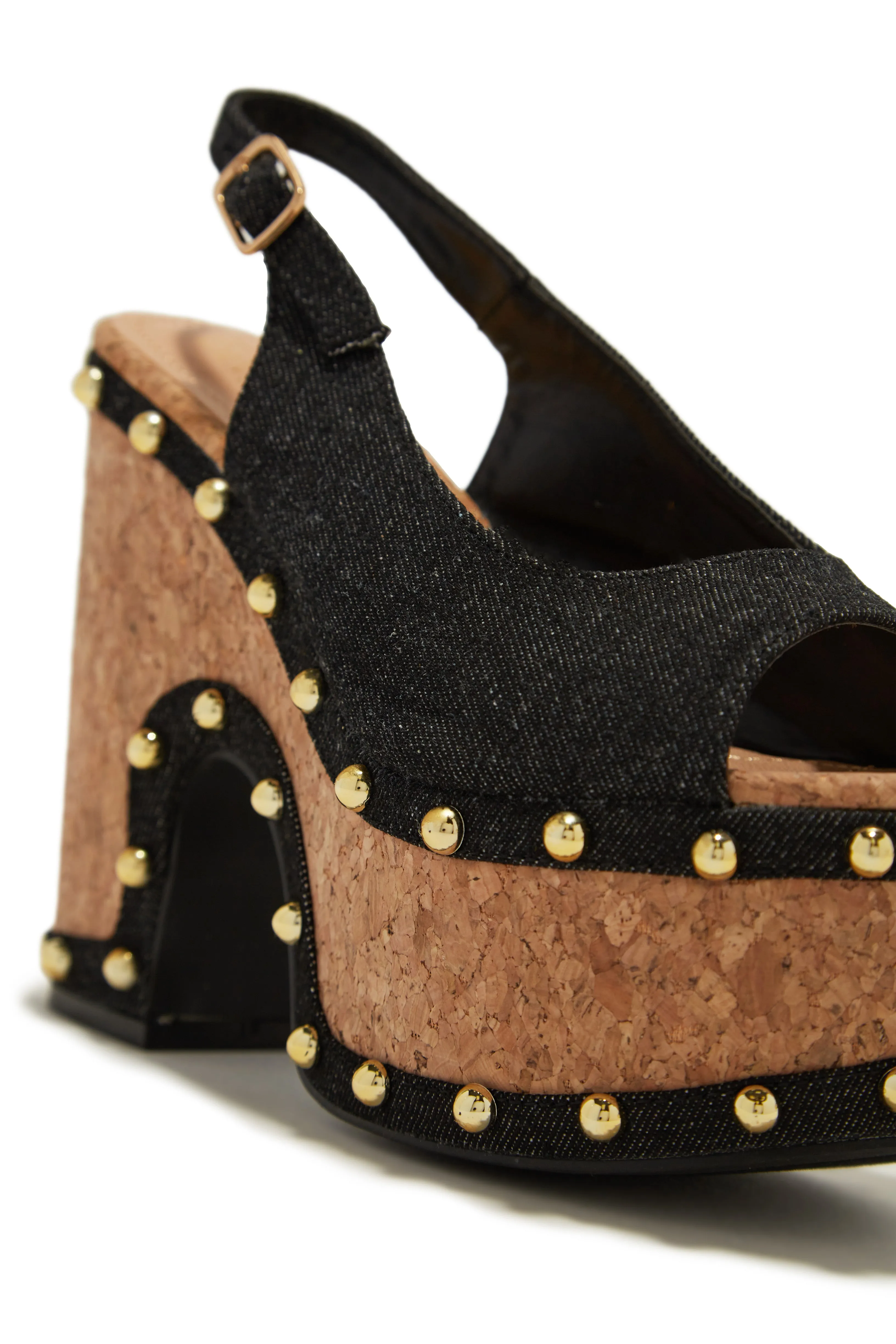 Clarisse Platform Block Heels - Black