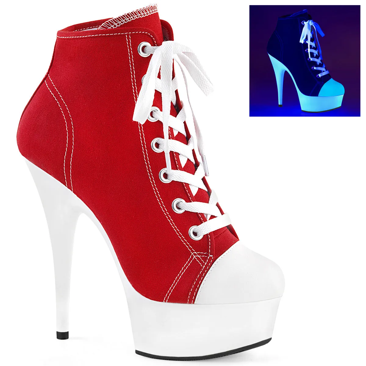 Delight-600SK-02 Red Canvas/Neon White, 6" Heels