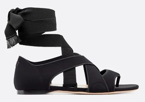 Etoile Lace Up Thong Sandals, Black