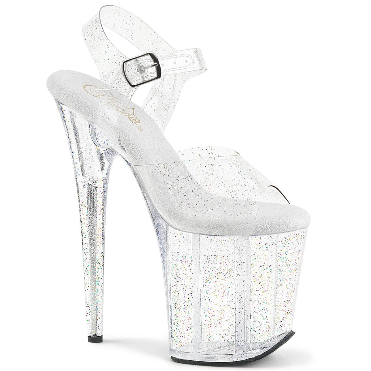 Flamingo-808MMG Clear, 8" Heels