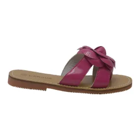 Girls Fuchsia Flower Accent Thong Trendy Sandals 11-4 Kids