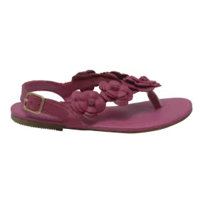 Girls Fuchsia Flower Blossom Accent Buckle Thong Sandals 7-10 Toddler