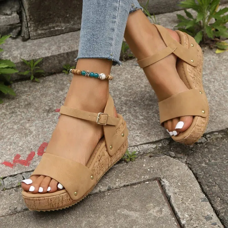 Hnzxzm Thick Sole Wedge Heel Sandals for Women Summer Chunky Platform Sandles Woman Big Size Ankle Strap Gladiator Sandalias