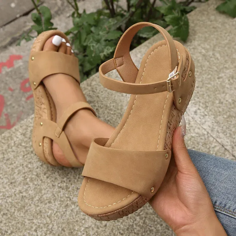 Hnzxzm Thick Sole Wedge Heel Sandals for Women Summer Chunky Platform Sandles Woman Big Size Ankle Strap Gladiator Sandalias