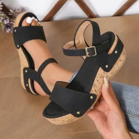 Hnzxzm Thick Sole Wedge Heel Sandals for Women Summer Chunky Platform Sandles Woman Big Size Ankle Strap Gladiator Sandalias