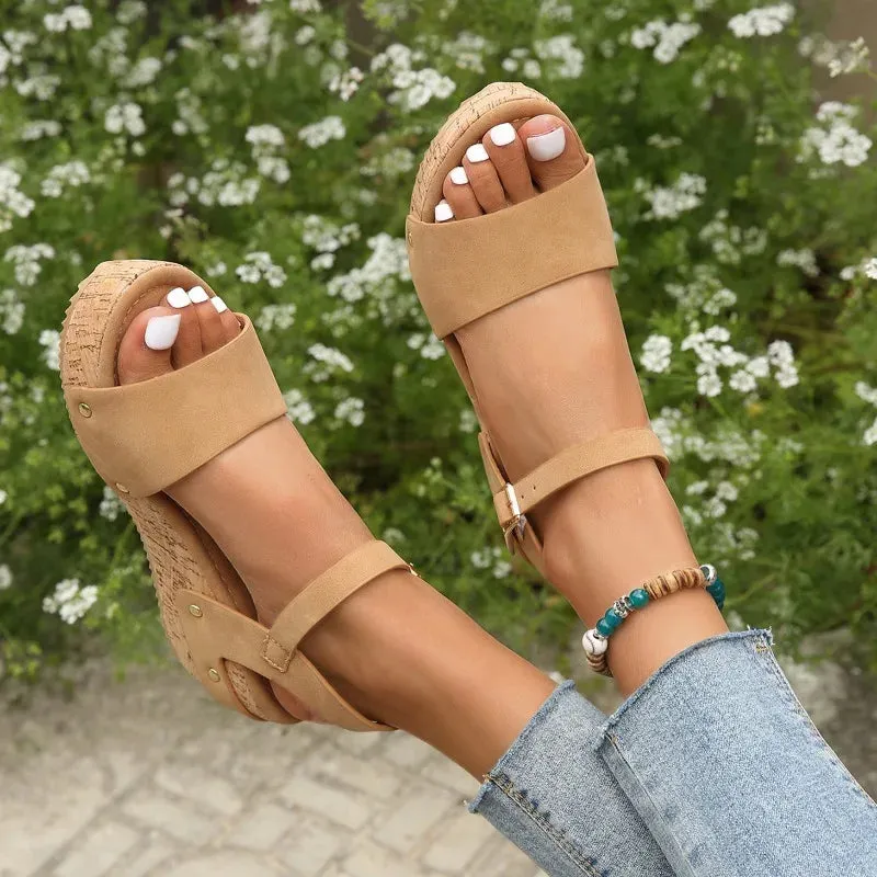 Hnzxzm Thick Sole Wedge Heel Sandals for Women Summer Chunky Platform Sandles Woman Big Size Ankle Strap Gladiator Sandalias