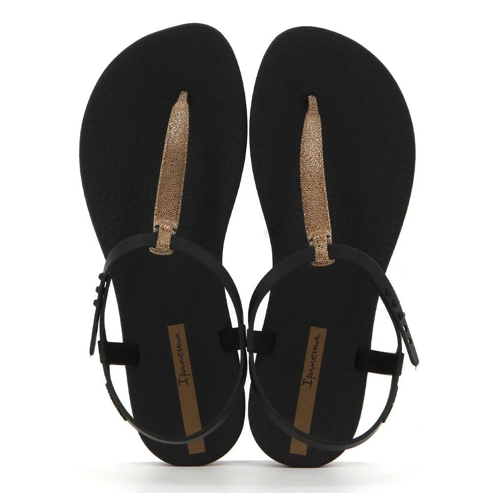 Ipanema Back Strap - Galm Trim Sandals - Black/Gold