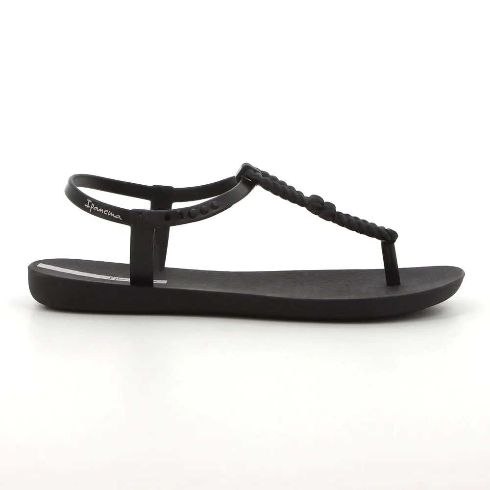 Ipanema Slingback Thong Trim Sandals with Knotted Rope - Black