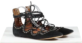 Isabel Marant Black Flat Lace Up Gladiator Sandals UK 6 EU 39 👠