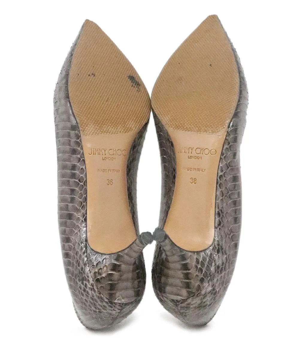 Jimmy Choo Taupe & Black Snake Skin Heels sz 8