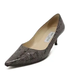 Jimmy Choo Taupe & Black Snake Skin Heels sz 8