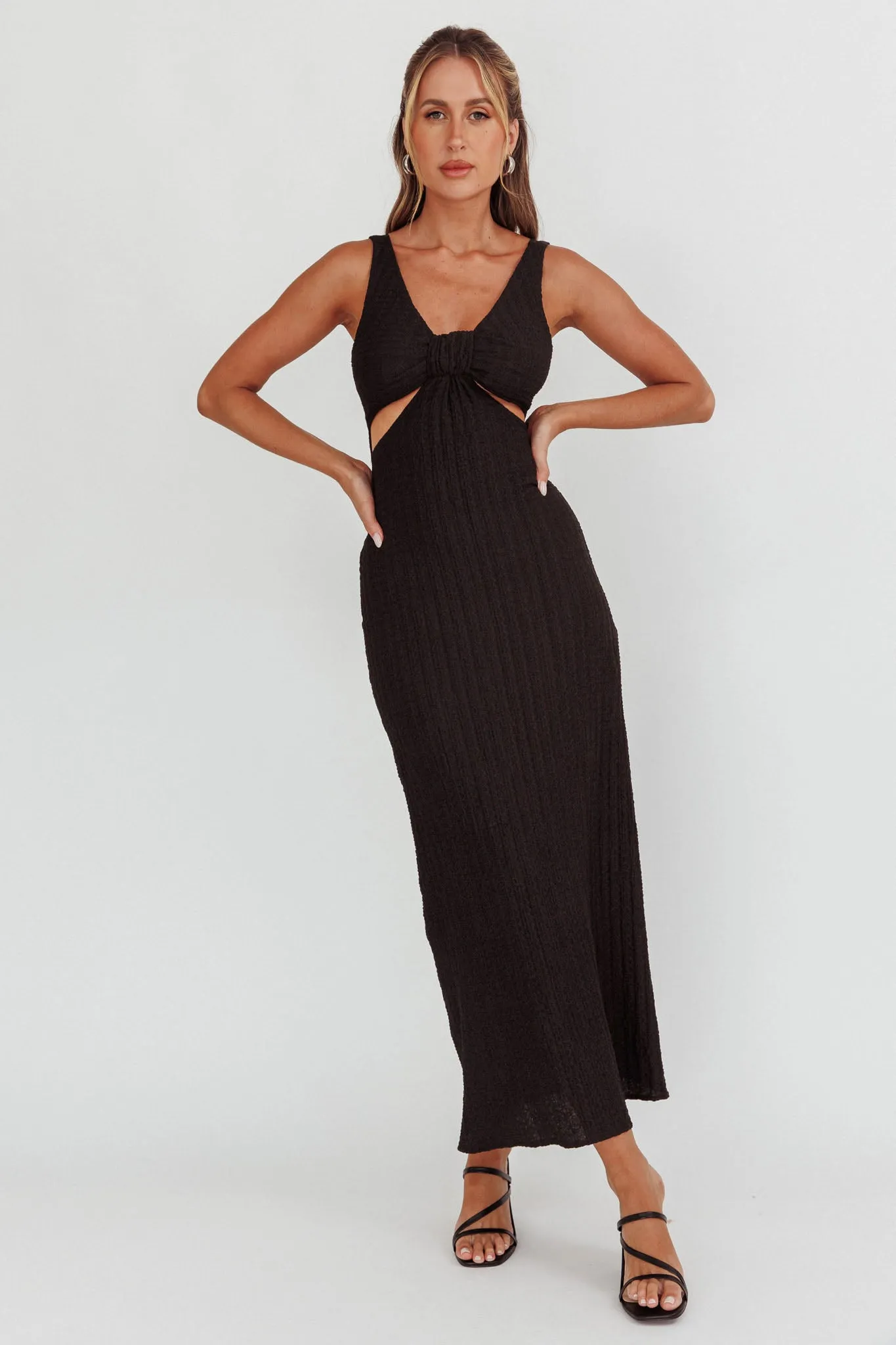 Kharissa Cut-Out Textured Maxi Dress Black