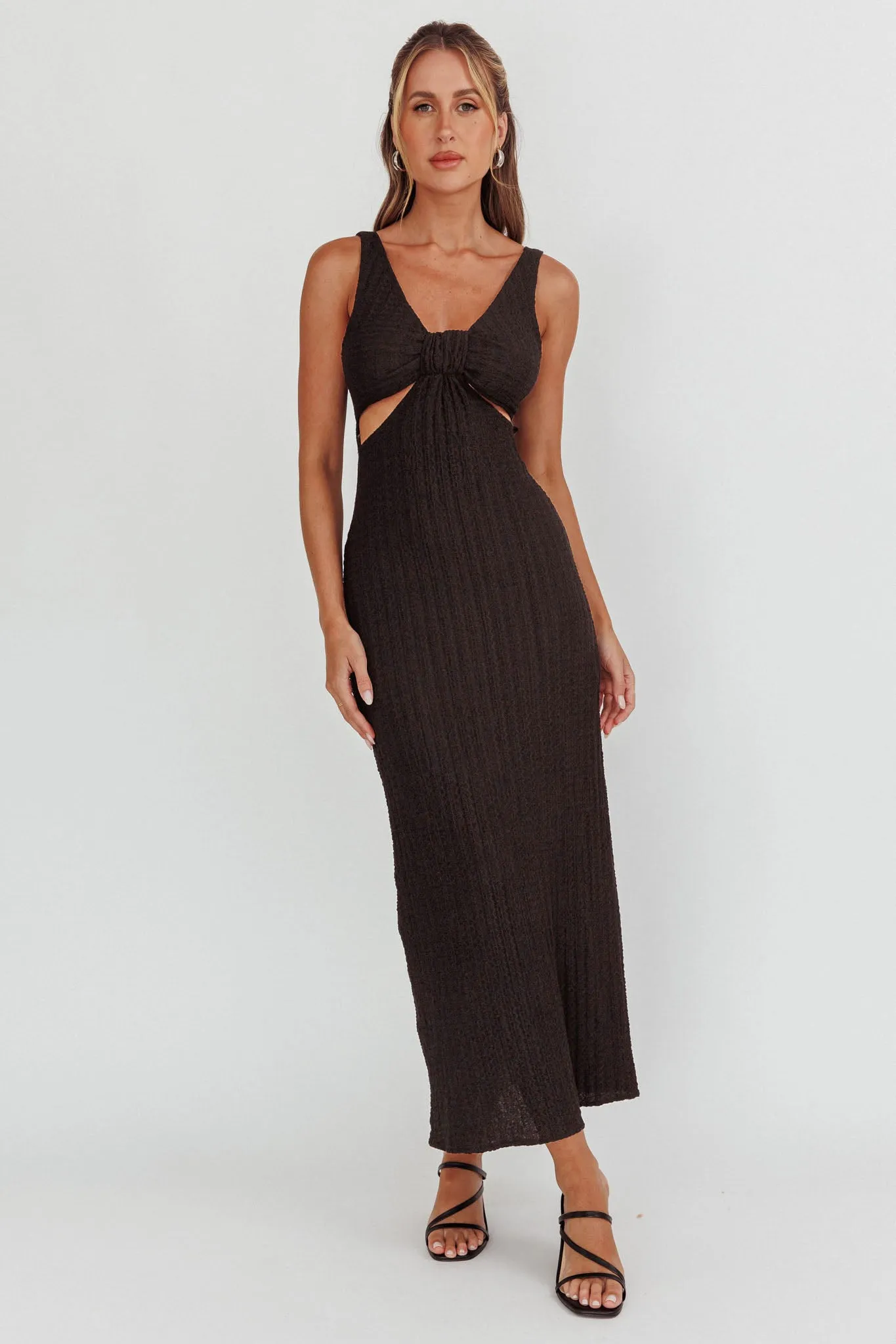 Kharissa Cut-Out Textured Maxi Dress Black