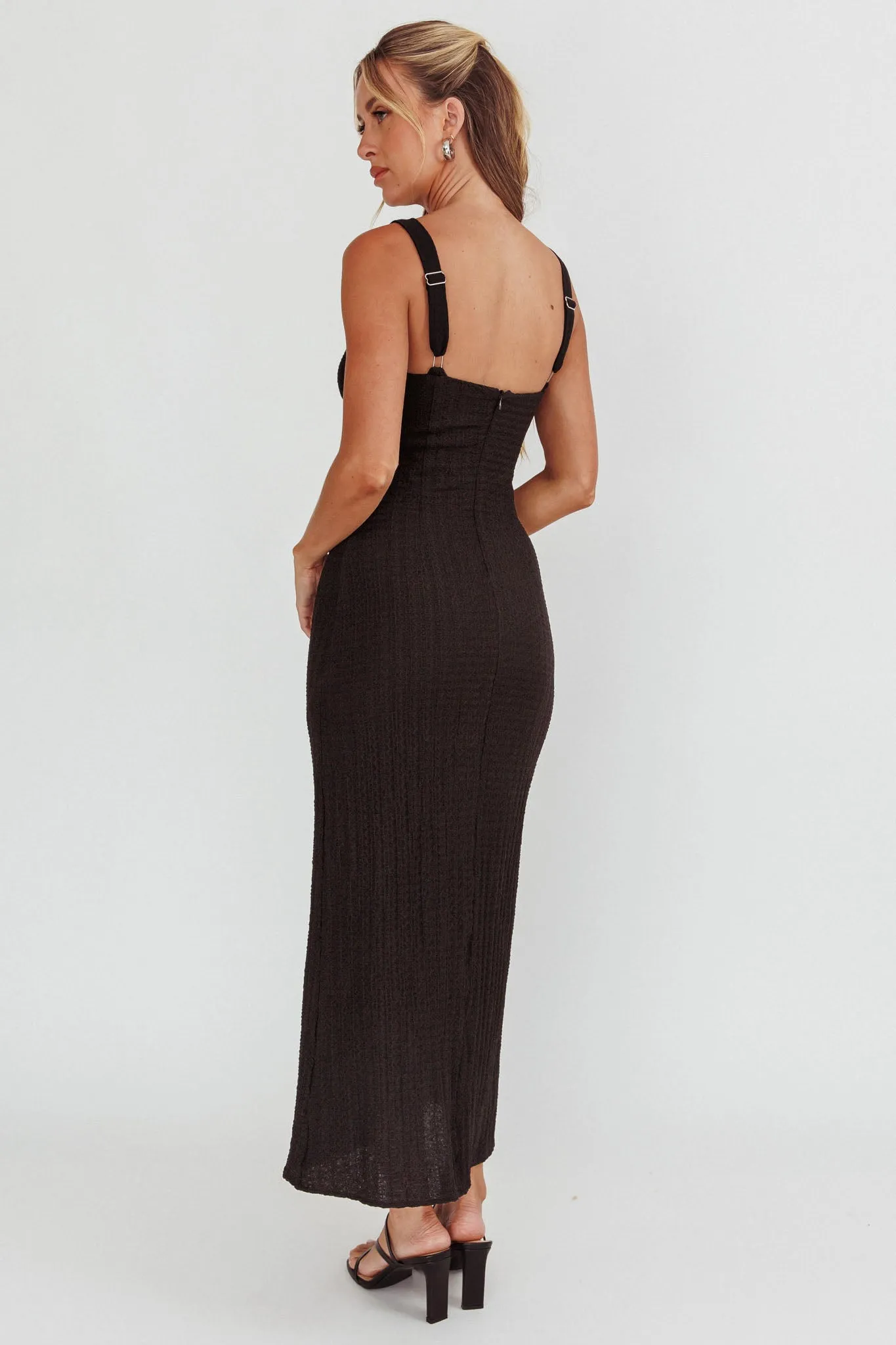 Kharissa Cut-Out Textured Maxi Dress Black