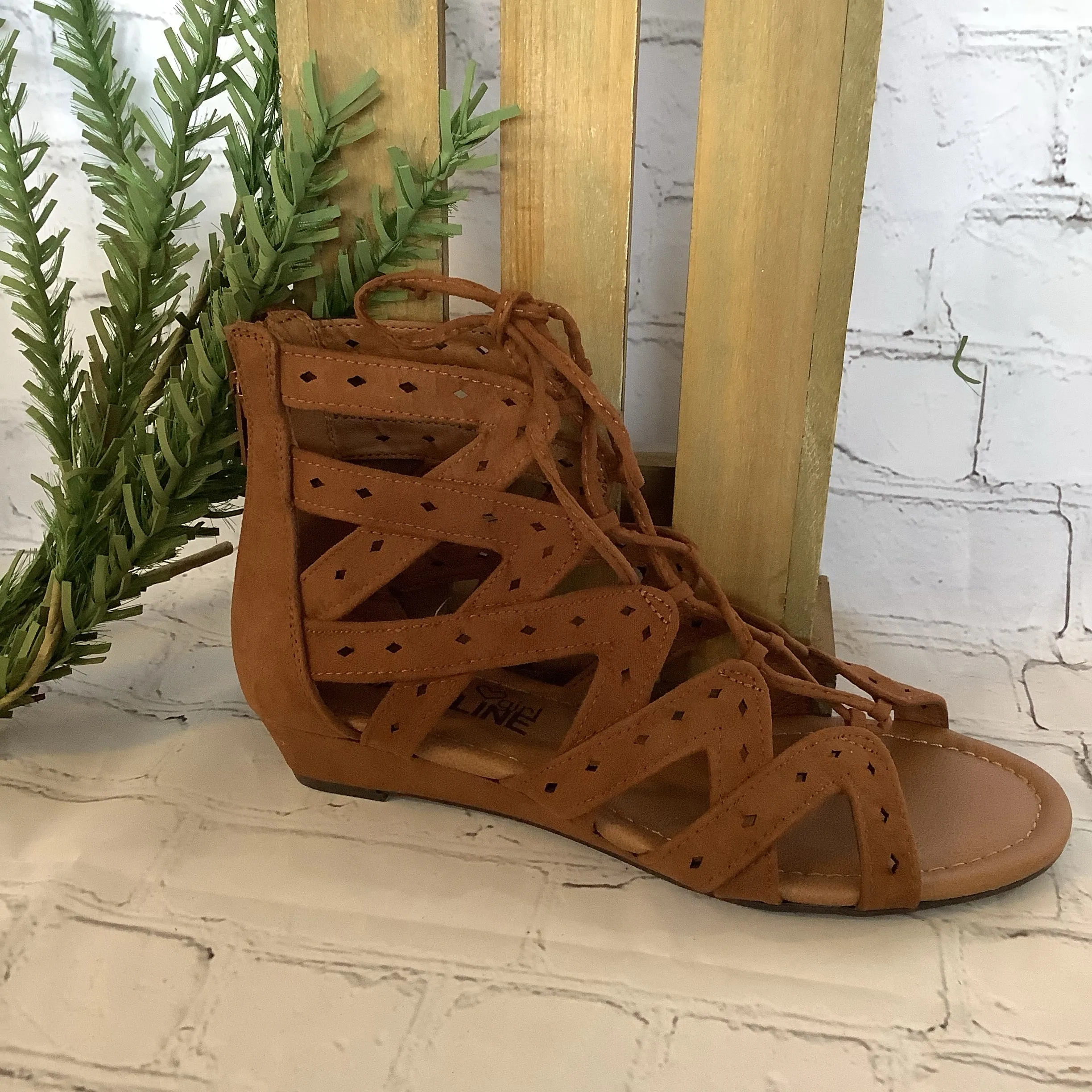 Lace Up Gladiator Sandal | Madeline Girl Finesse Havana Brown - FINAL SALE $20