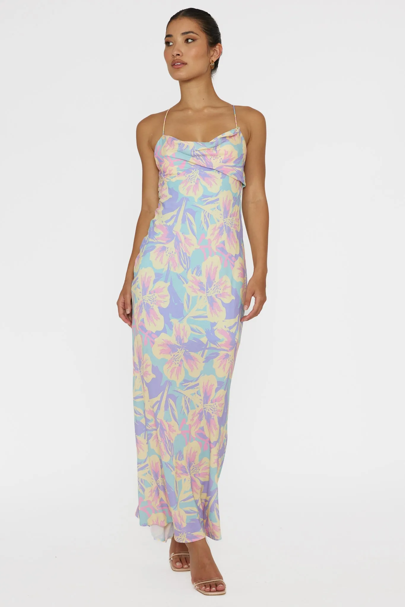 Libby Scoop Back Maxi Dress Floral Blue