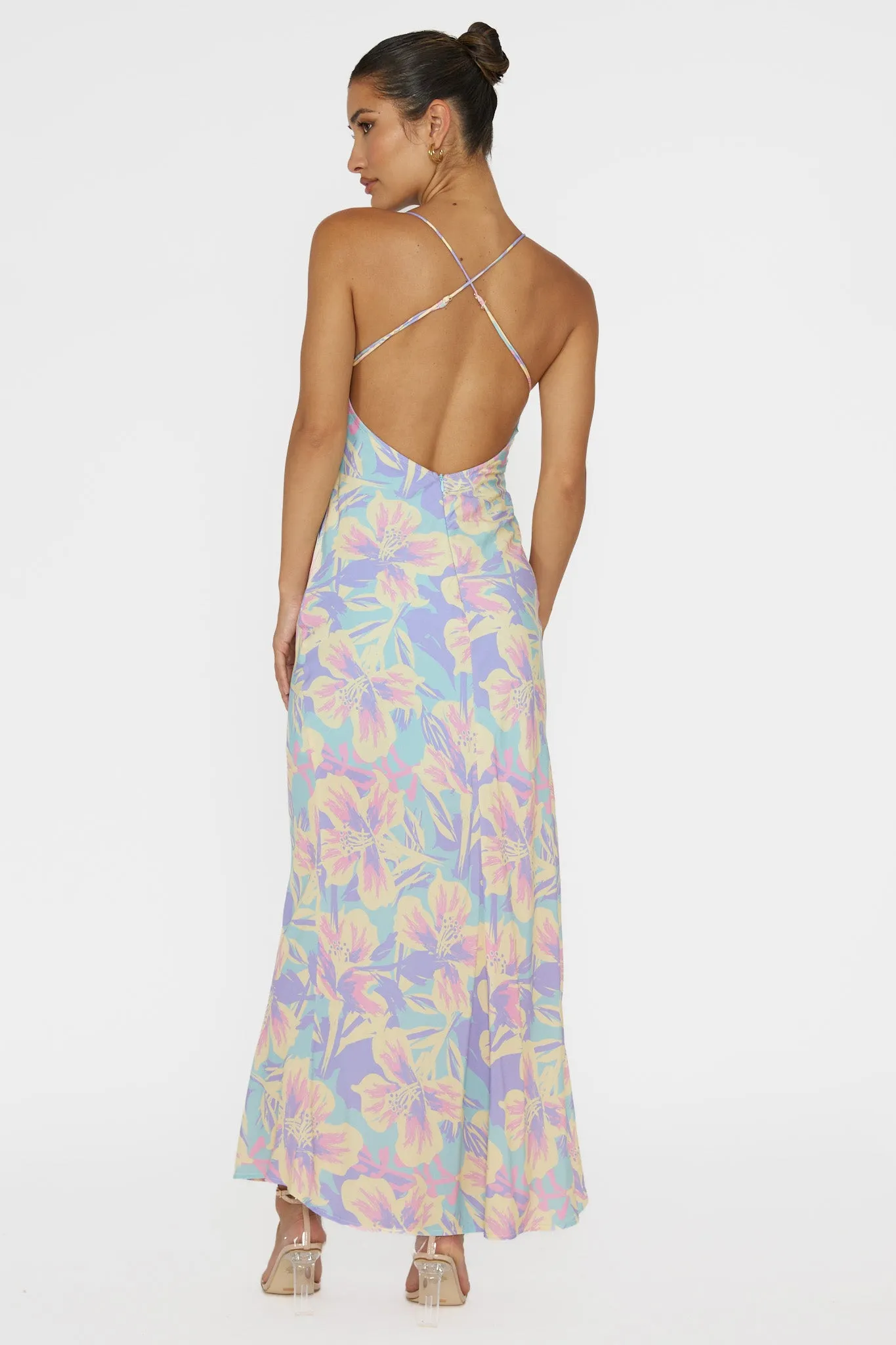 Libby Scoop Back Maxi Dress Floral Blue