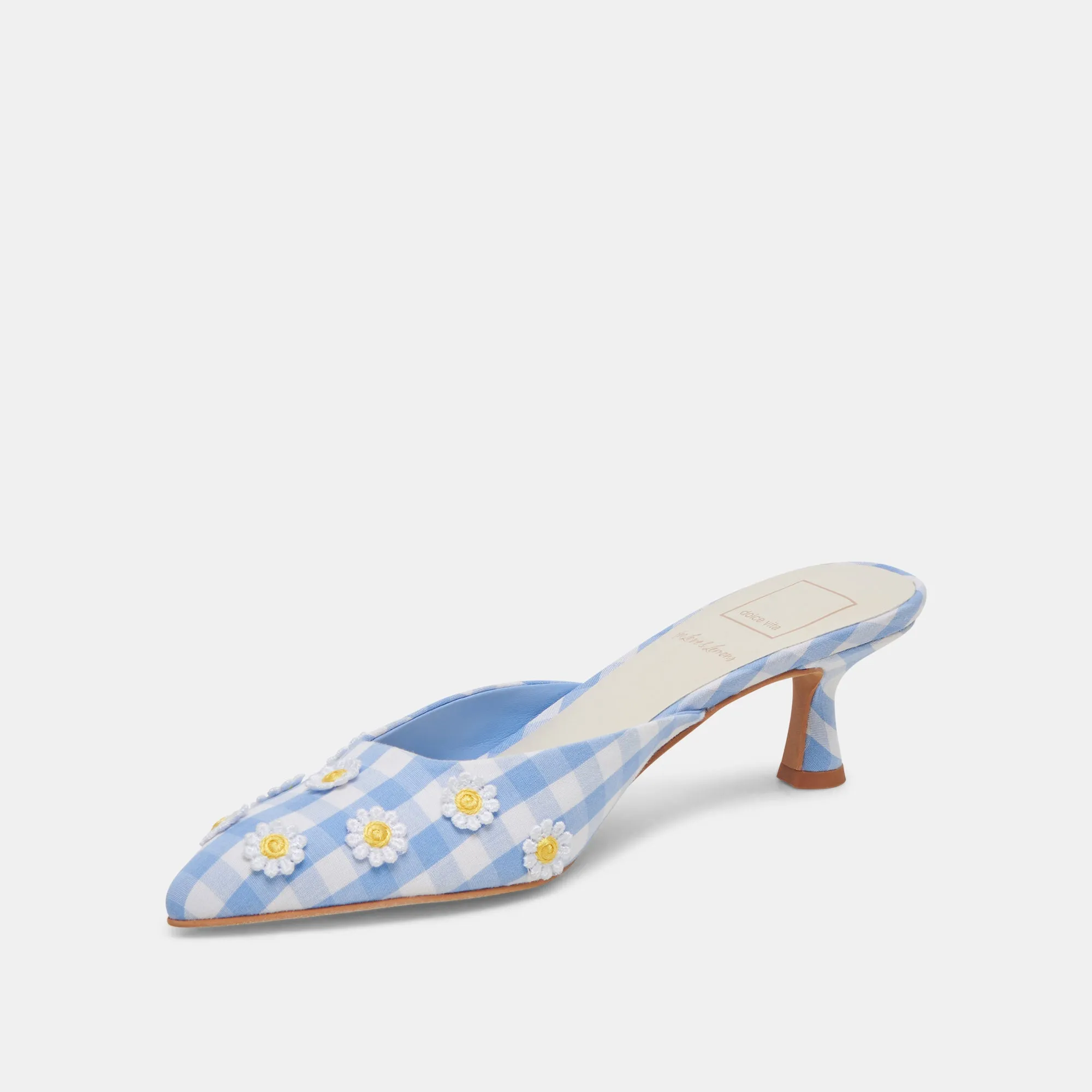 LILOU HEELS WHITE BLUE GINGHAM