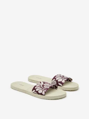 LUNA BLU Burgundy Leaf Design Knitted Flip-Flop