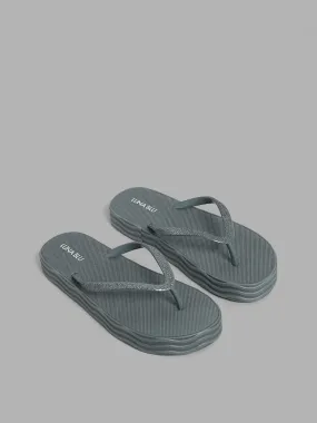 LUNA BLU Sage Shimmer Thong Flatforms Flip Flop