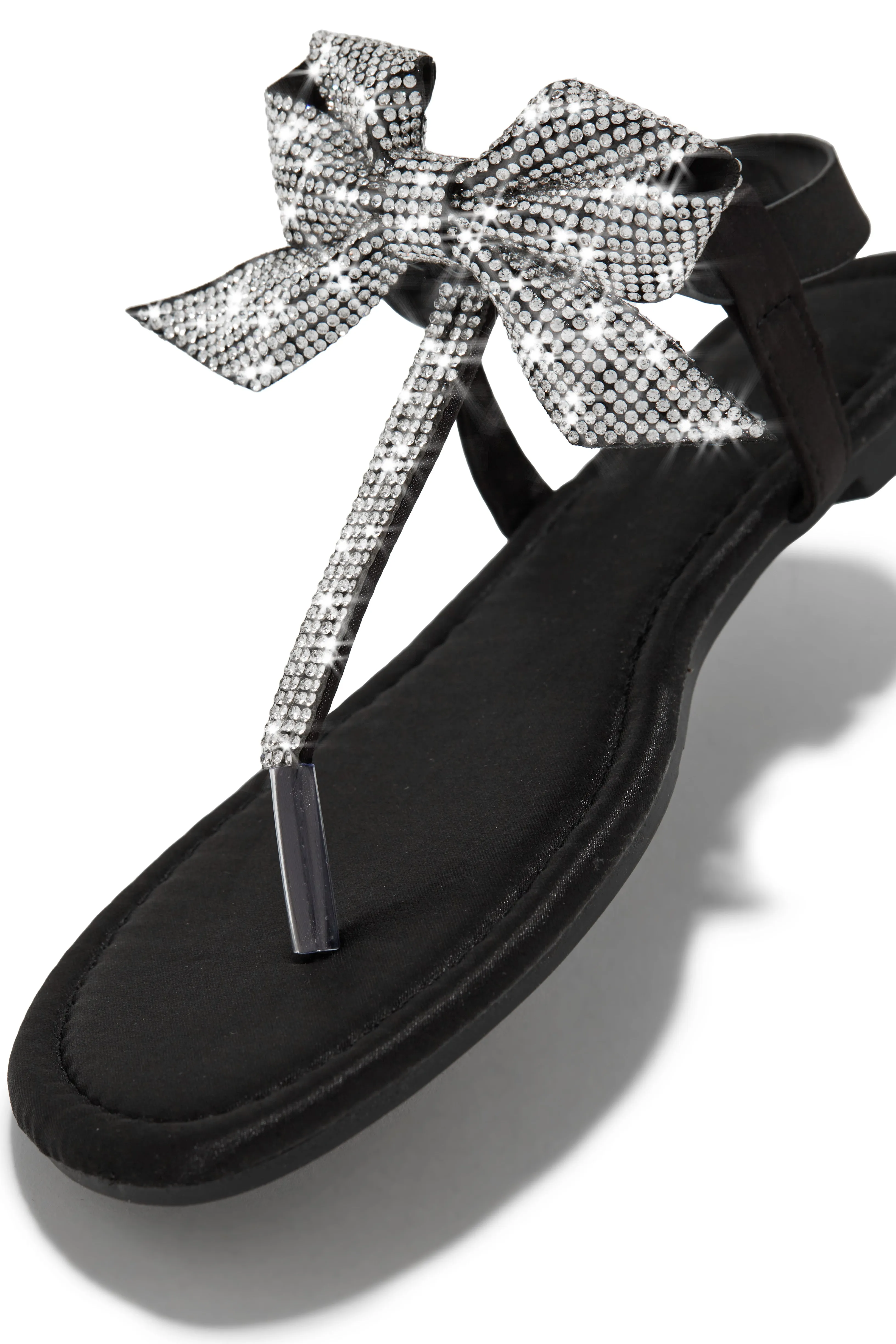 Luxe Sunsets Embellished Thong Strap Sandals - Black