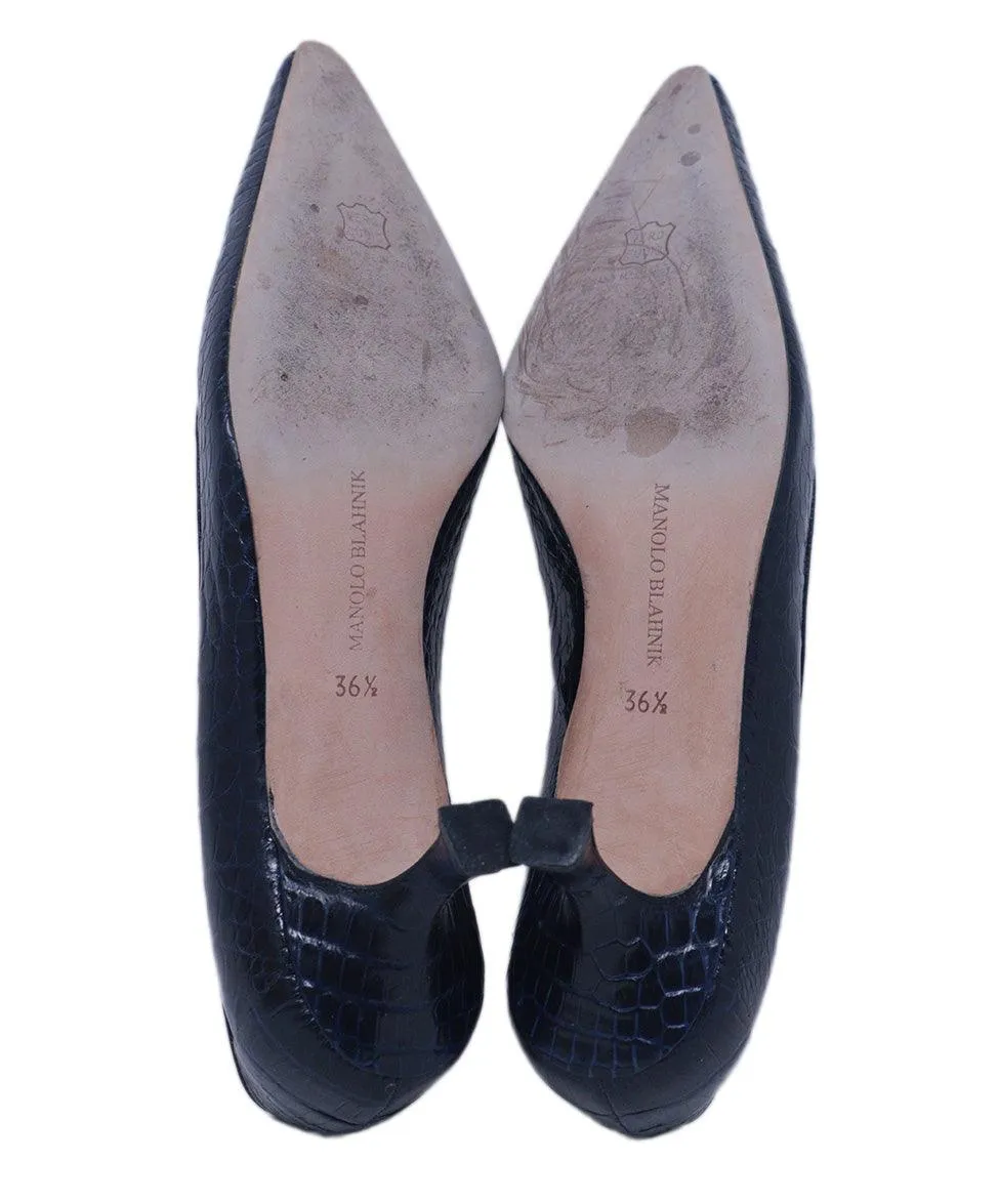 Manolo Blahnik Navy Alligator Heels sz 6.5