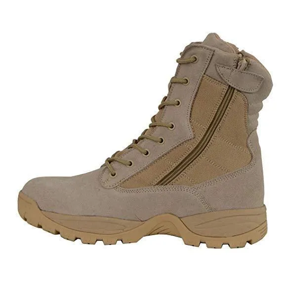 Milwaukee Leather Boots MBM9111 Deser Sand  Men's 9in Desert Sand Leather Tactical Boots with Side Zippers