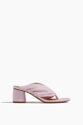 Nappa Leather Heeled Thong Sandal in Petalo