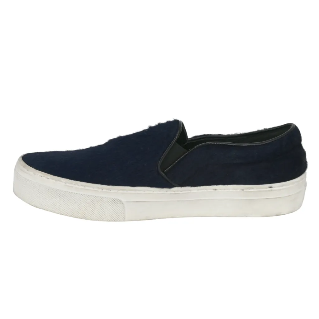 Navy Ponyhair Slip-On Sneakers