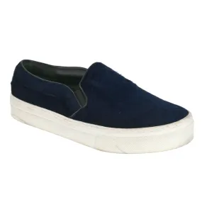 Navy Ponyhair Slip-On Sneakers