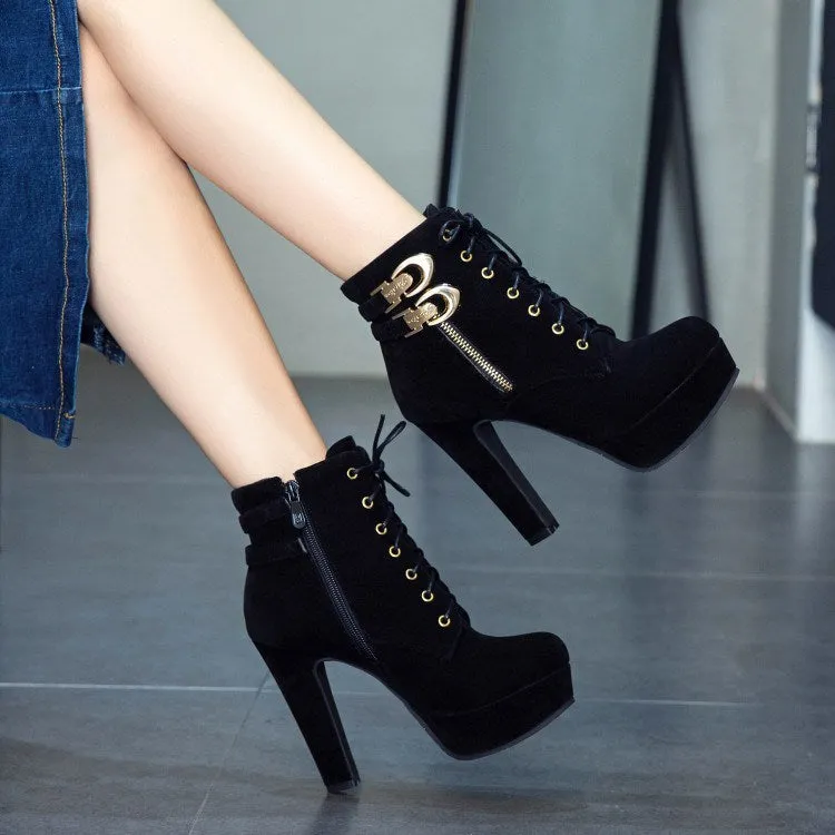 New Autumn Ankle Boots For Women Platform High Heels Shoes