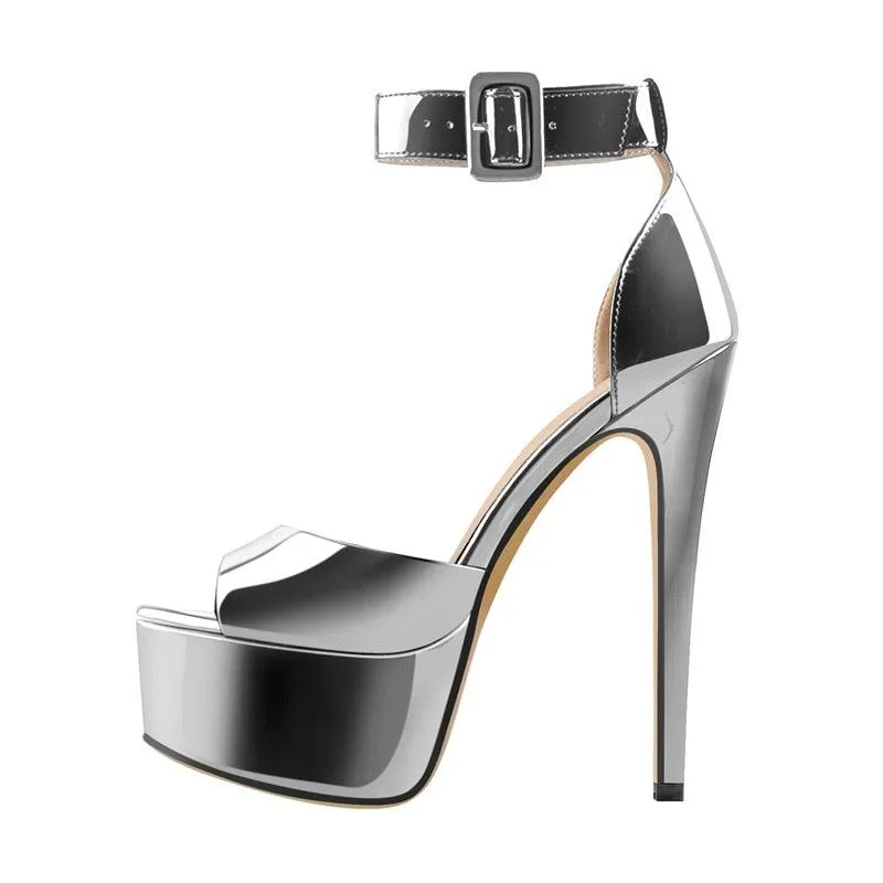 Peep Toe Platform Shoes Thin Heels Ankle Strap Heels