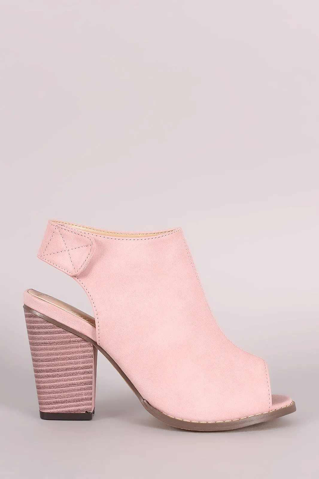 Peep Toe Slingback Chunky Heeled Mule Booties