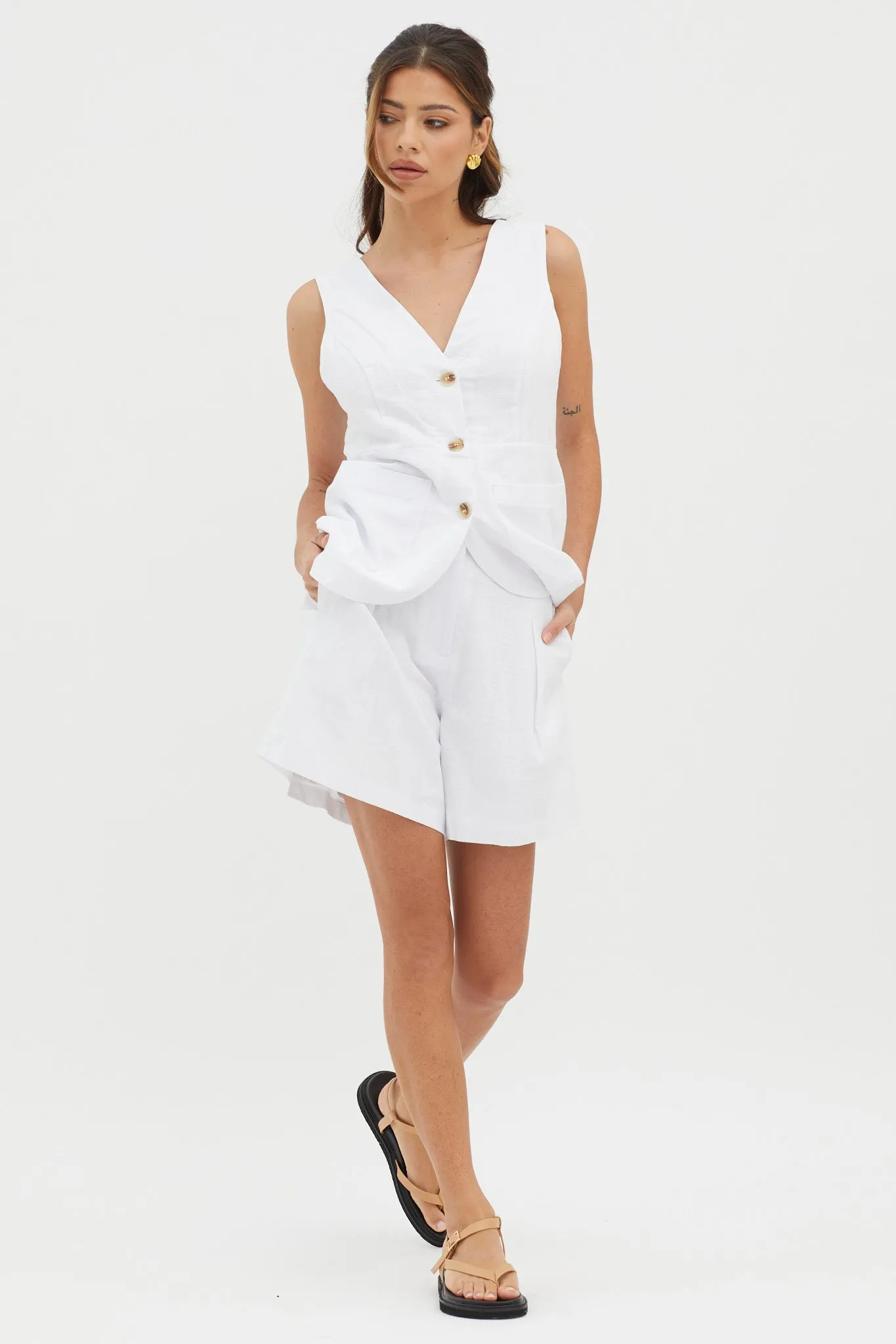 Philomena Pleat Shorts White