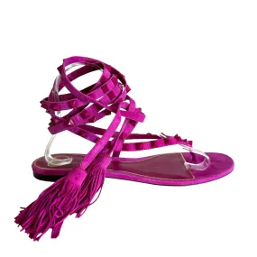 Pink Suede Rockstud Sandals - 9.5