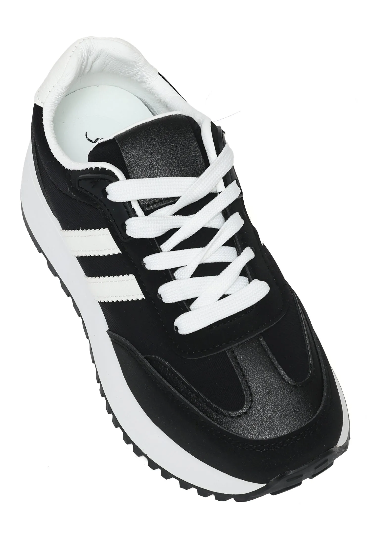 Retro Striped Sneakers-Blk/Wht